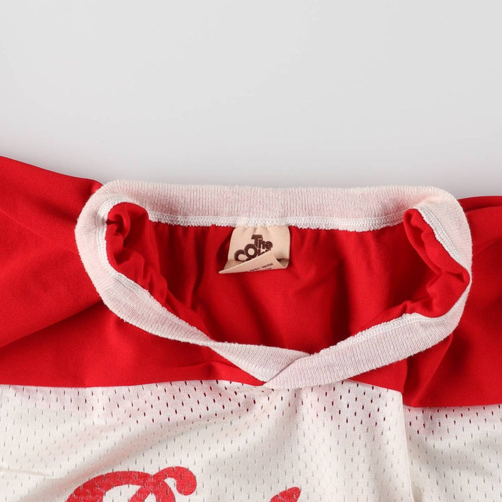 THE OLD COUNTRY Budweiser 3/4 Sleeve V-Neck Mesh Switching Short Sleeve Shirt Game Shirt Football Shirt Men's XL Nylon red type Vintage Second Hand