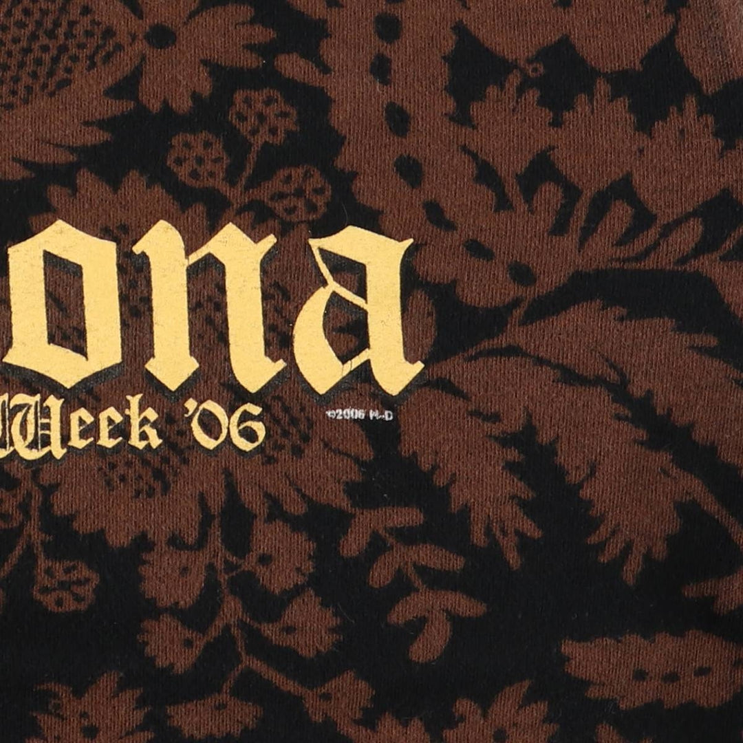 00'S Harley-Davidson Floral Motorcycle Bike T-shirt Made in USA Women's XL cotton black type Vintage Second Hand