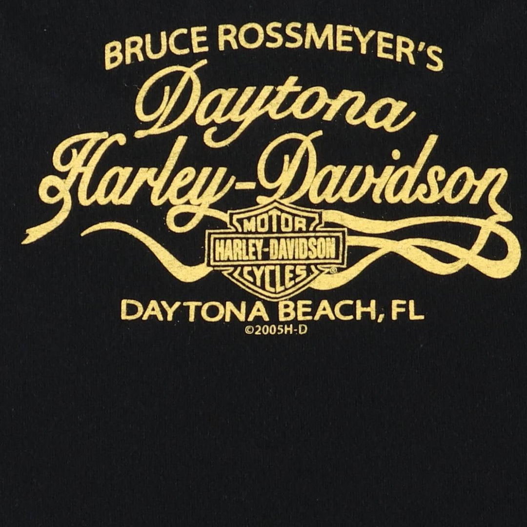 00'S Harley-Davidson Floral Motorcycle Bike T-shirt Made in USA Women's XL cotton black type Vintage Second Hand