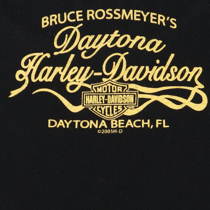 00'S Harley-Davidson Floral Motorcycle Bike T-shirt Made in USA Women's XL cotton black type Vintage Second Hand