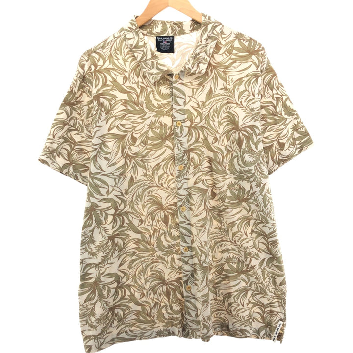 Ralph Lauren POLO JEANS COMPANY Leaf Pattern Wide Collar Hawaiian Aloha Shirt Men's XL cotton ivory Vintage Second Hand