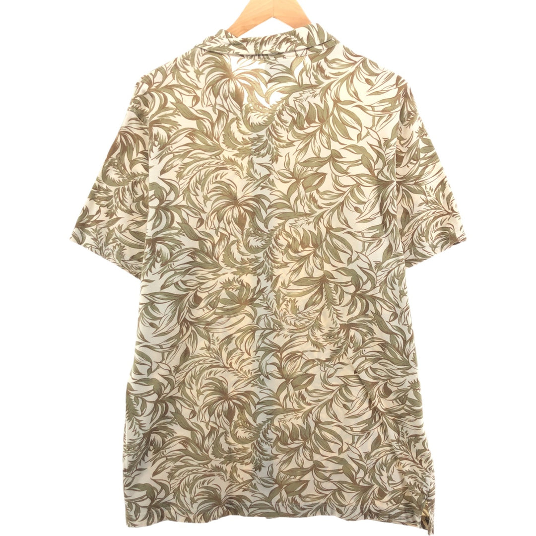 Ralph Lauren POLO JEANS COMPANY Leaf Pattern Wide Collar Hawaiian Aloha Shirt Men's XL cotton ivory Vintage Second Hand