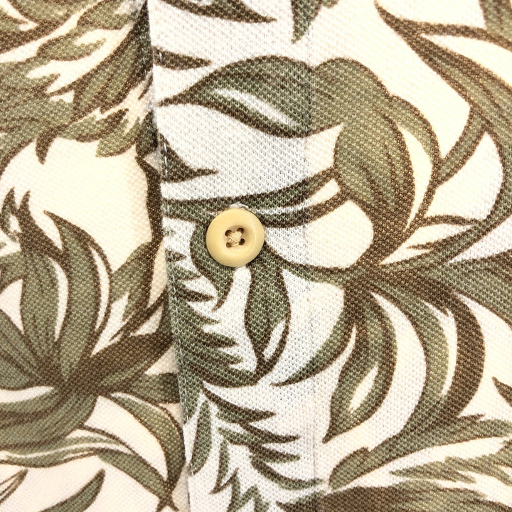 Ralph Lauren POLO JEANS COMPANY Leaf Pattern Wide Collar Hawaiian Aloha Shirt Men's XL cotton ivory Vintage Second Hand