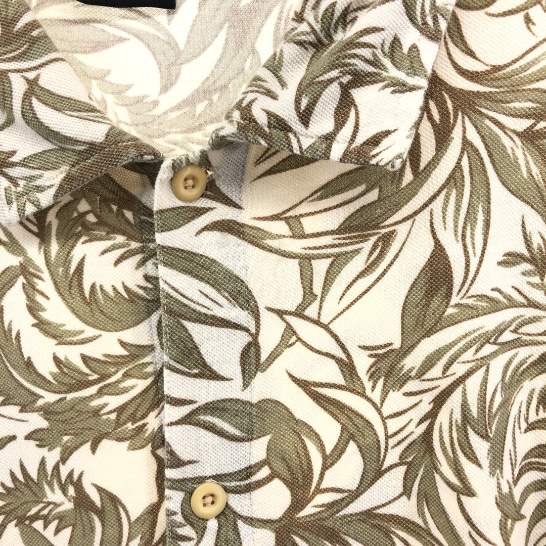 Ralph Lauren POLO JEANS COMPANY Leaf Pattern Wide Collar Hawaiian Aloha Shirt Men's XL cotton ivory Vintage Second Hand
