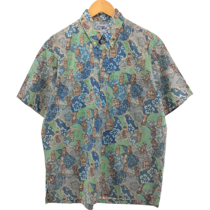 90'S Reyn Spooner Swimsuit Tag All-Over Print Pullover Button-Down Aloha Shirt Made in Hawaii Men's Medium Vintage cotton blue type Vintage Second Hand