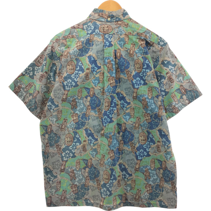 90'S Reyn Spooner Swimsuit Tag All-Over Print Pullover Button-Down Aloha Shirt Made in Hawaii Men's Medium Vintage cotton blue type Vintage Second Hand