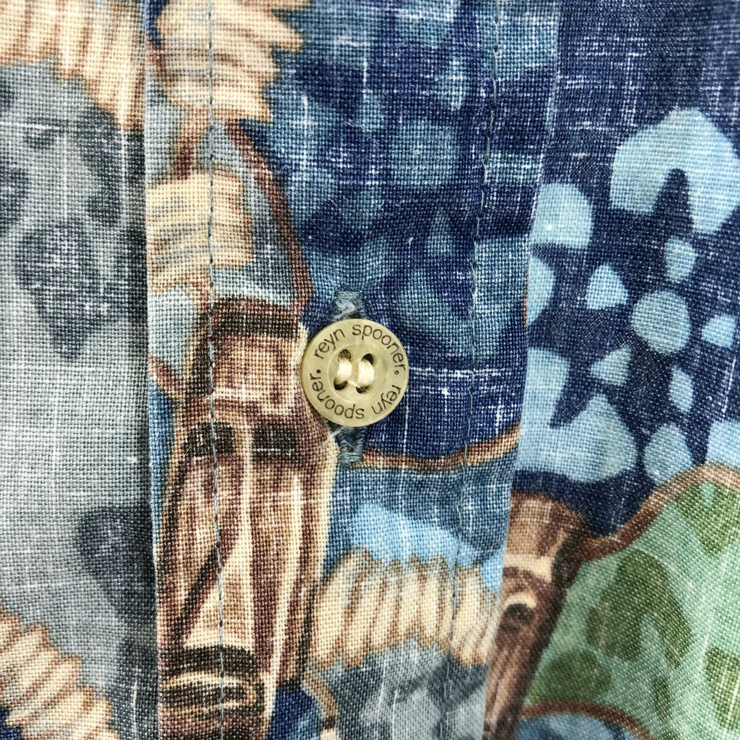 90'S Reyn Spooner Swimsuit Tag All-Over Print Pullover Button-Down Aloha Shirt Made in Hawaii Men's Medium Vintage cotton blue type Vintage Second Hand