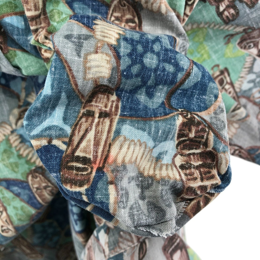 90'S Reyn Spooner Swimsuit Tag All-Over Print Pullover Button-Down Aloha Shirt Made in Hawaii Men's Medium Vintage cotton blue type Vintage Second Hand