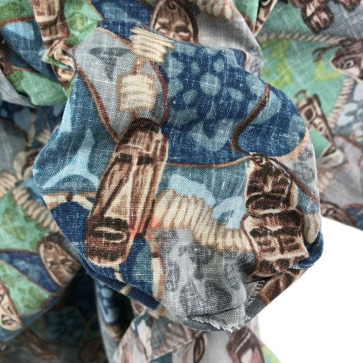 90'S Reyn Spooner Swimsuit Tag All-Over Print Pullover Button-Down Aloha Shirt Made in Hawaii Men's Medium Vintage cotton blue type Vintage Second Hand