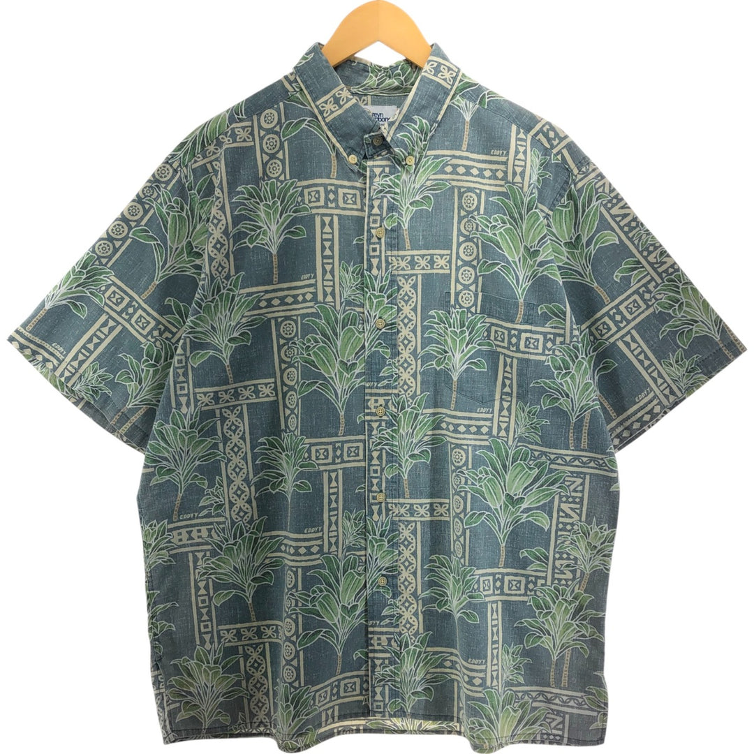 90'S Reyn Spooner Swimsuit Tag Palm Tree Pattern Button-Down Hawaiian Aloha Shirt Made in Hawaii Men's XL Vintage cotton green type Vintage Second Hand