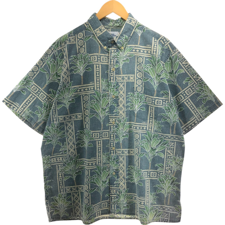 90'S Reyn Spooner Swimsuit Tag Palm Tree Pattern Button-Down Hawaiian Aloha Shirt Made in Hawaii Men's XL Vintage cotton green type Vintage Second Hand