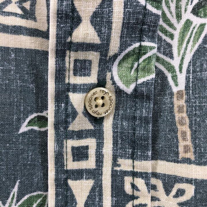 90'S Reyn Spooner Swimsuit Tag Palm Tree Pattern Button-Down Hawaiian Aloha Shirt Made in Hawaii Men's XL Vintage cotton green type Vintage Second Hand
