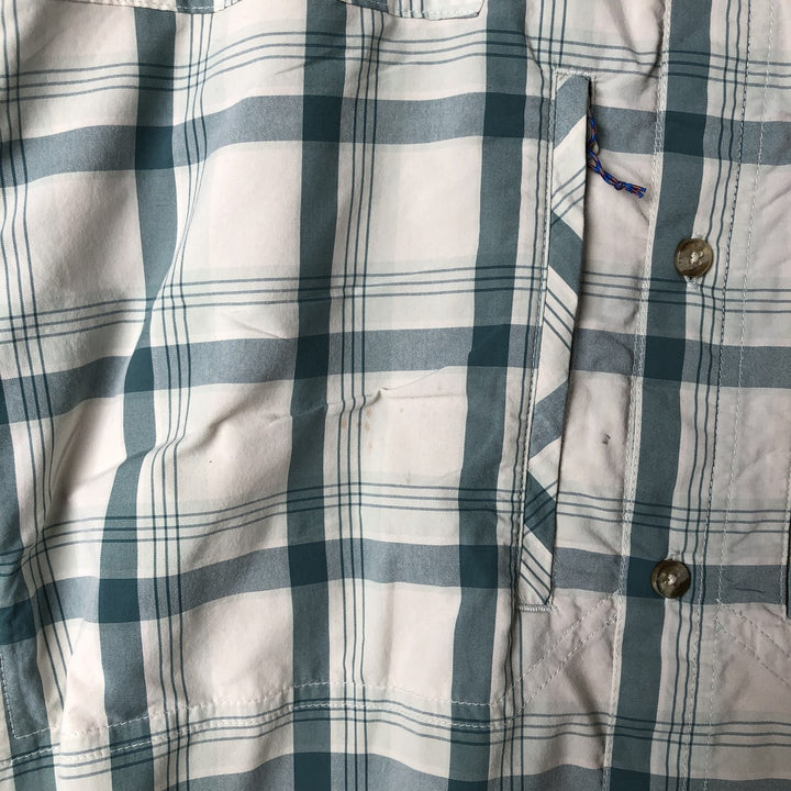Patagonia 54266SP19 Check Pattern Short Sleeve Fishing Shirt Men's L size Nylon Mint green Vintage Second Hand