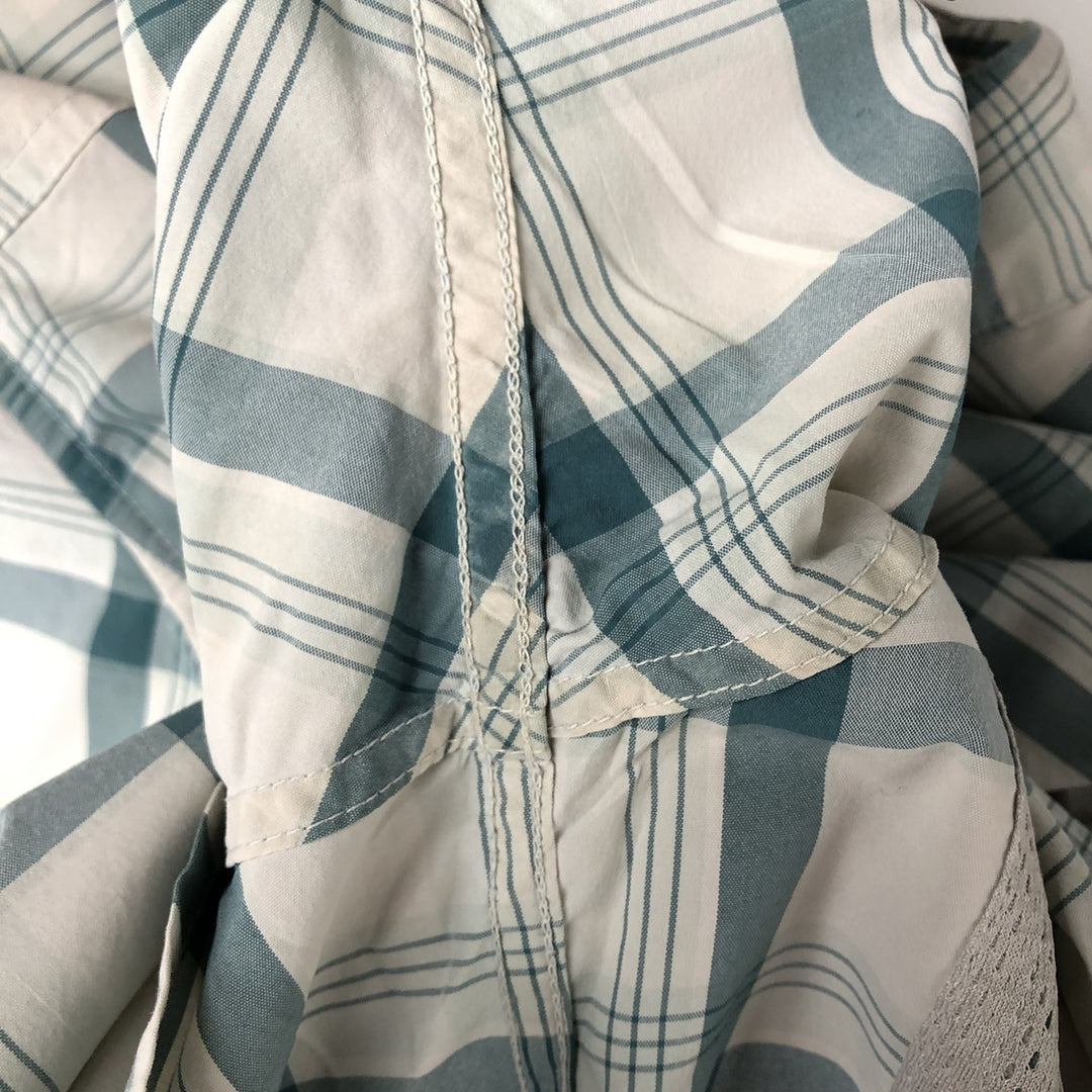 Patagonia 54266SP19 Check Pattern Short Sleeve Fishing Shirt Men's L size Nylon Mint green Vintage Second Hand