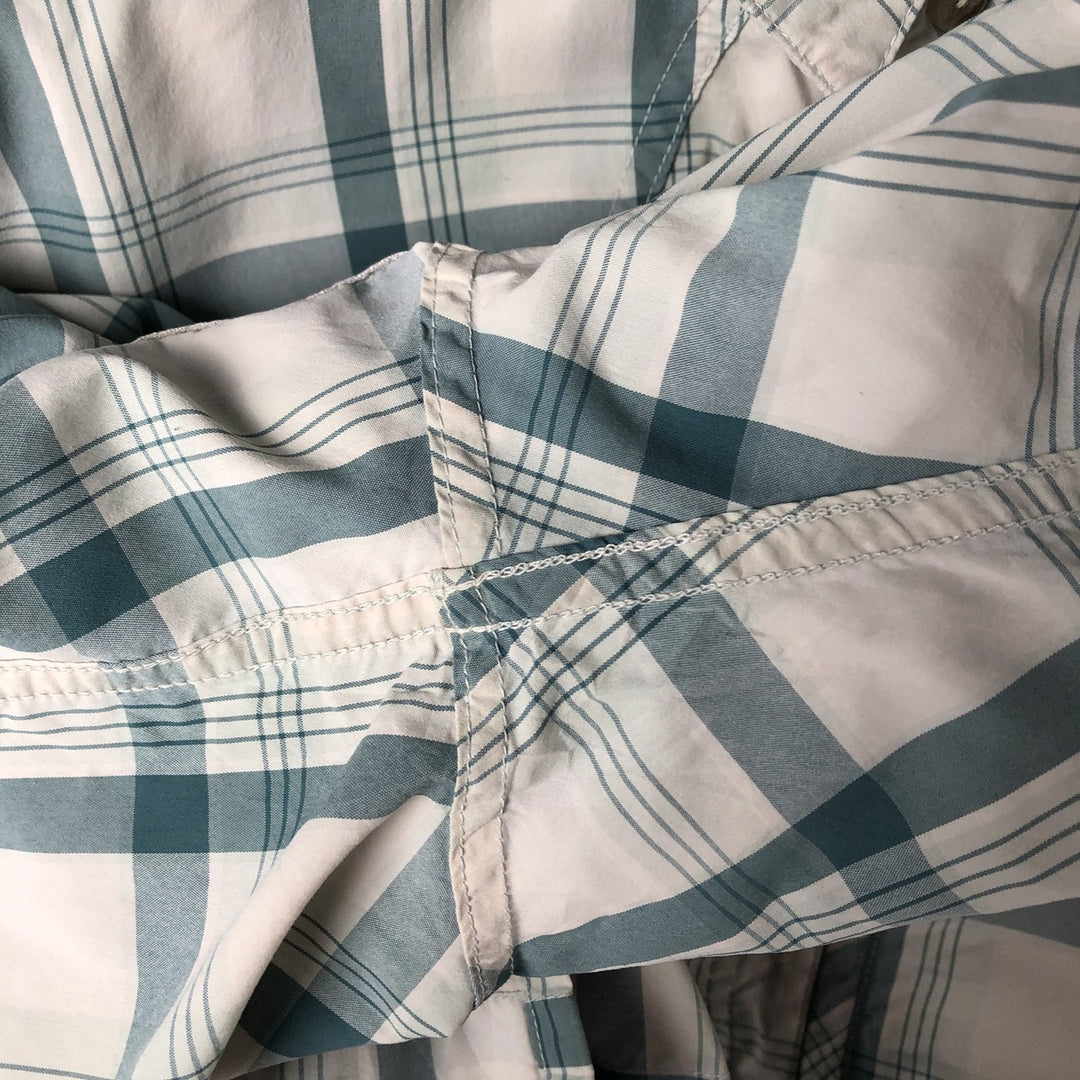 Patagonia 54266SP19 Check Pattern Short Sleeve Fishing Shirt Men's L size Nylon Mint green Vintage Second Hand