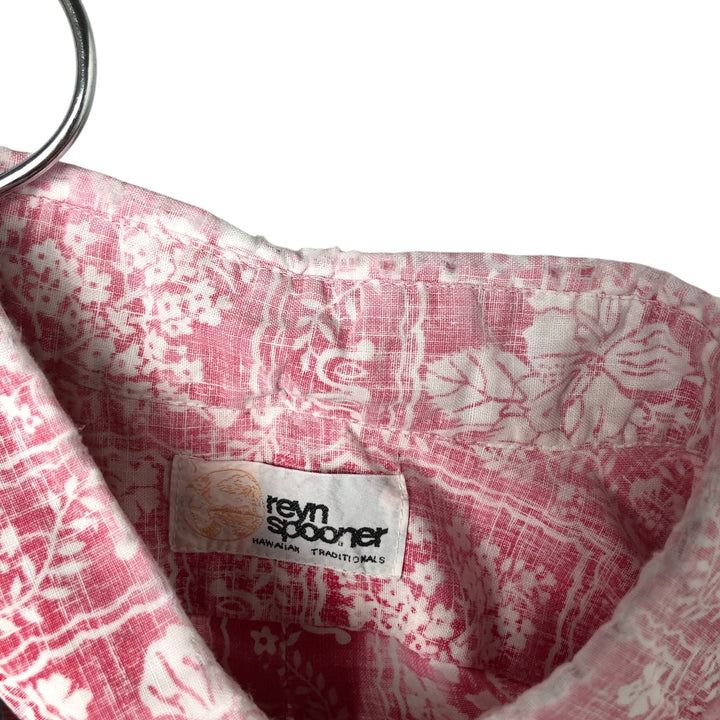 80'S Reyn Spooner Gold Tag Nude Tag All-Over Print Pullover Button-Down Hawaiian Aloha Shirt Men's L Size unknown red type Vintage Second Hand