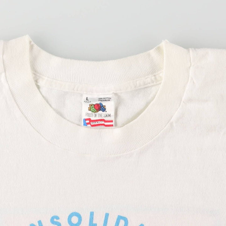 90'S Fruit of the Loom printed T-shirt, made in the USA, men's size L, vintage cotton white type Vintage Second Hand