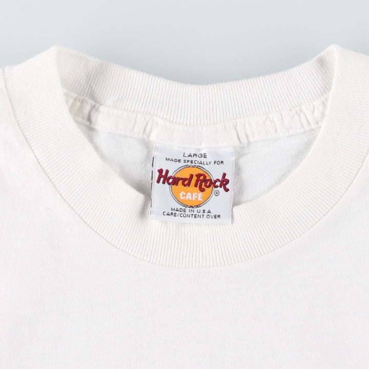 HARD ROCK CAFE Hard Rock Cafe Advertising T-shirt Made in USA Men's L size cotton white type Vintage Second Hand