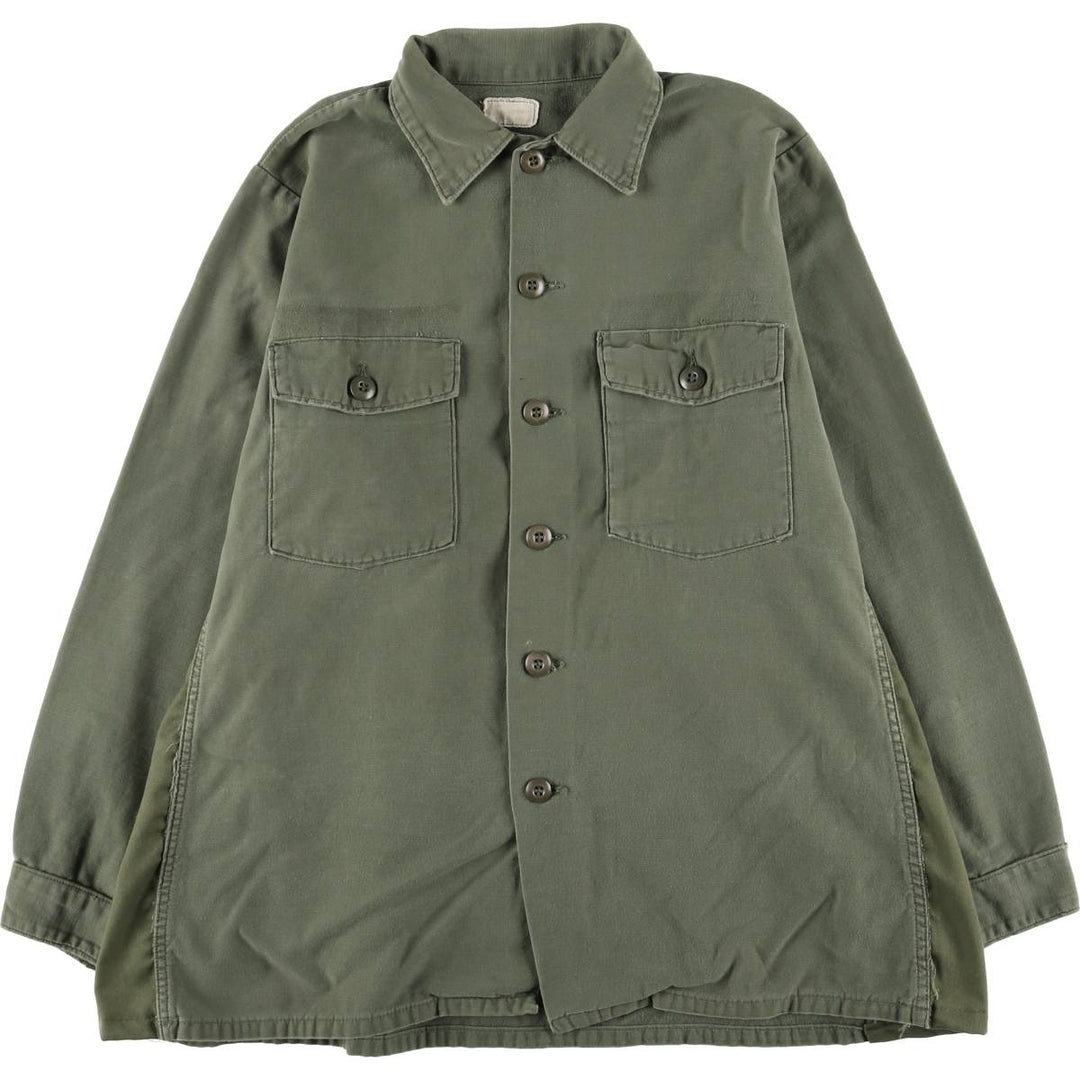 US Military Utility Shirt, Men's M unclear Khaki type sage green Vintage Second Hand
