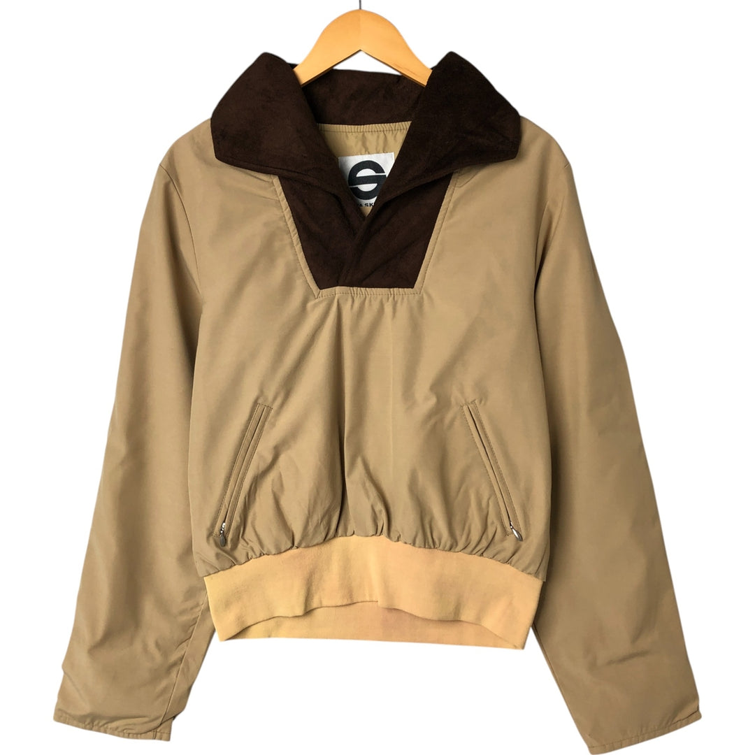 SASKA SKIWEAR Open Collar Warm-up Pullover, Men's M Size polyester Beige type Vintage Second Hand