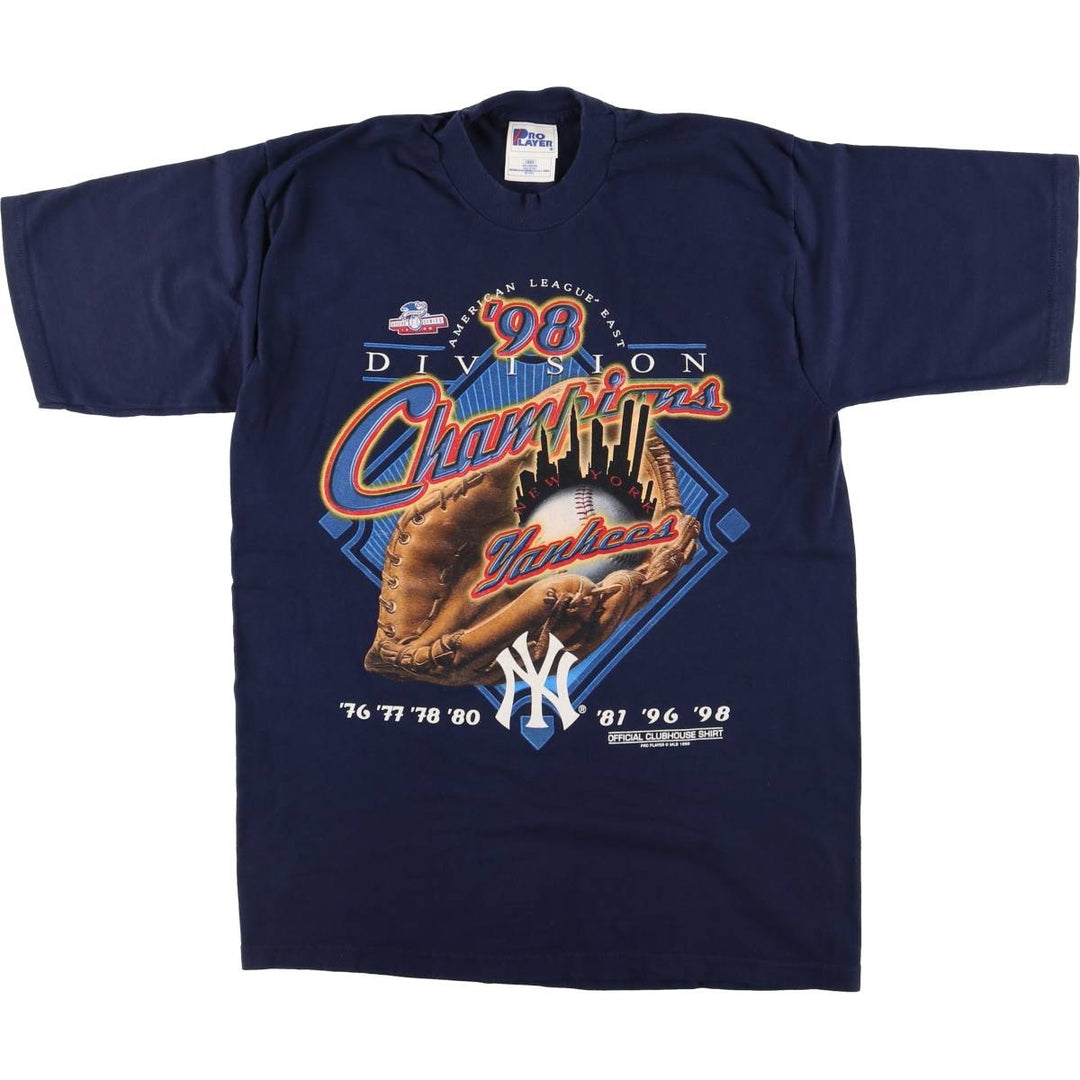 90'S PRO PLAYER MLB NEW YORK YANKEES New York Yankees sports T-shirt men's M equivalent vintage cotton navy blue type Vintage Second Hand