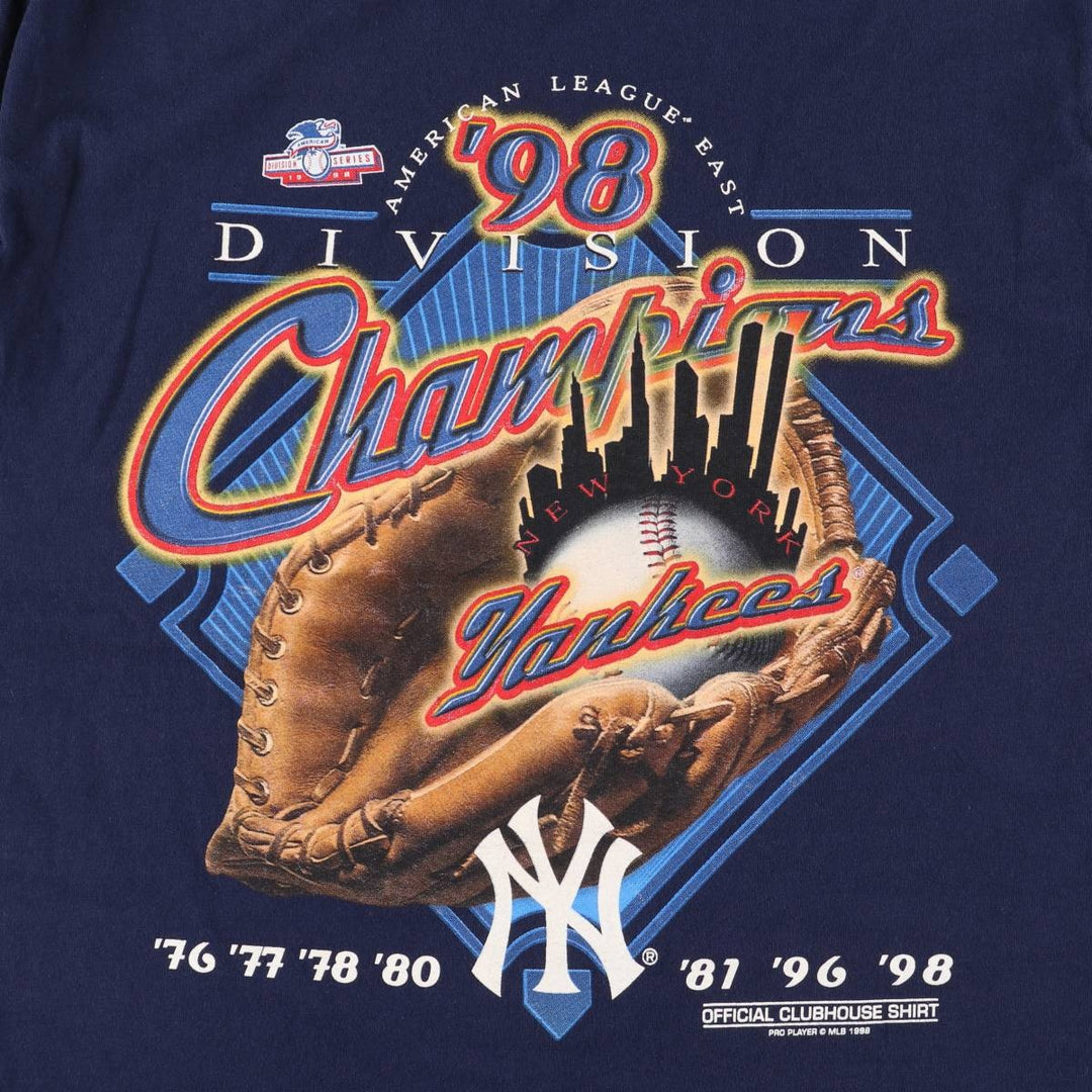 90'S PRO PLAYER MLB NEW YORK YANKEES New York Yankees sports T-shirt men's M equivalent vintage cotton navy blue type Vintage Second Hand