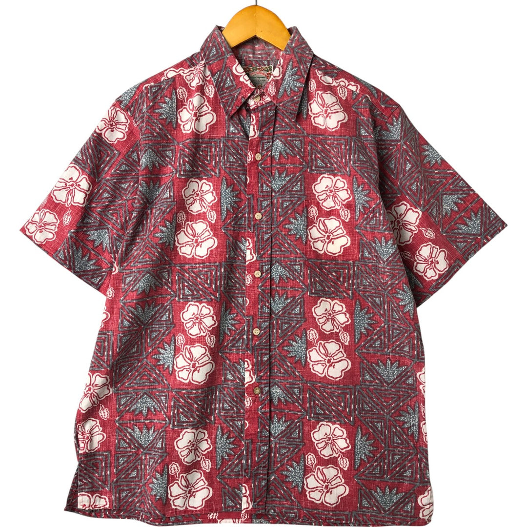 Reyn Spooner COMMEMORATIVE CLASSICS All-over Botanical Pattern Hawaiian Aloha Shirt Box Shirt Made in Hawaii Men's M cotton pink type Vintage Second Hand