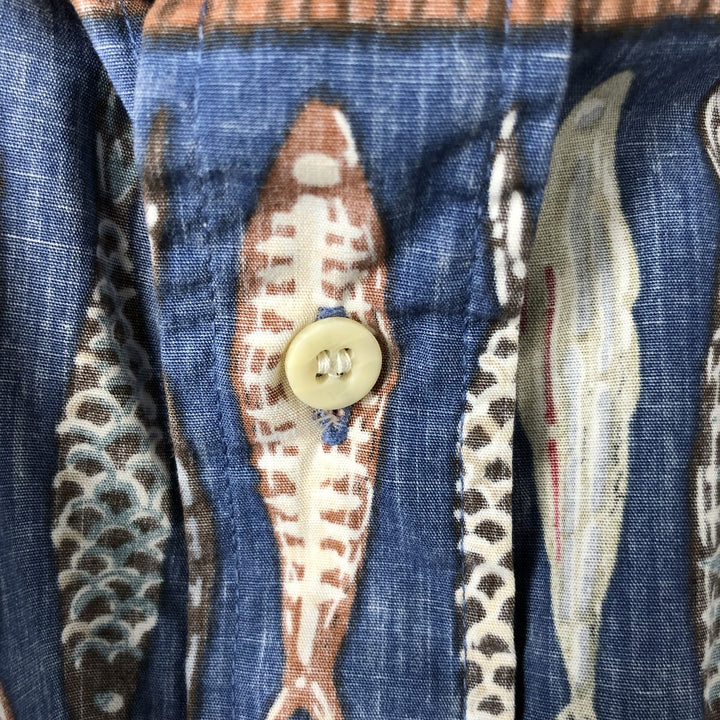 90'S Reyn Spooner Swimsuit Tag All-Over Hawaiian Aloha Shirt Box Shirt Made in Hawaii Men's L Size Vintage cotton blue type Vintage Second Hand