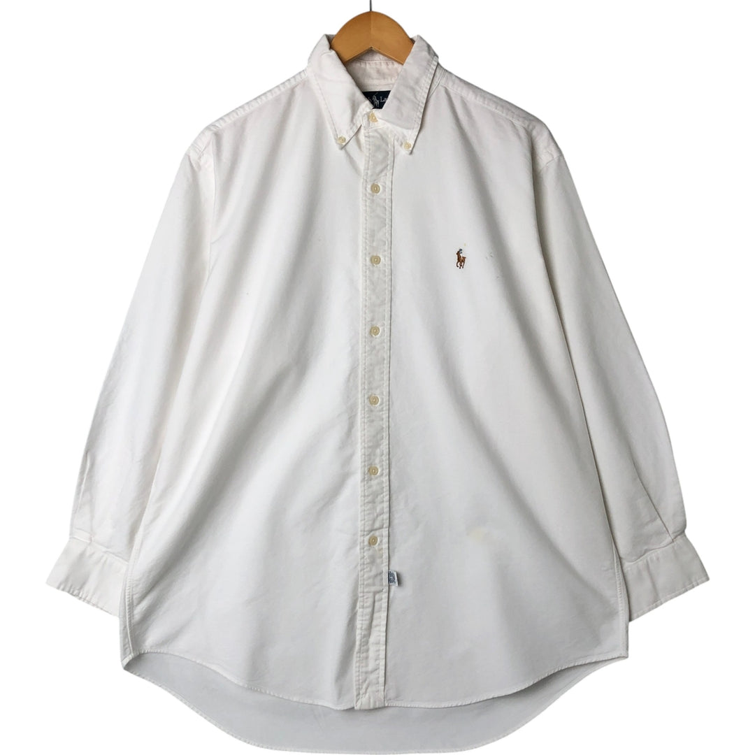 Ralph Lauren YARMOUTH long sleeve button down shirt, men's size L cotton white type Vintage Second Hand