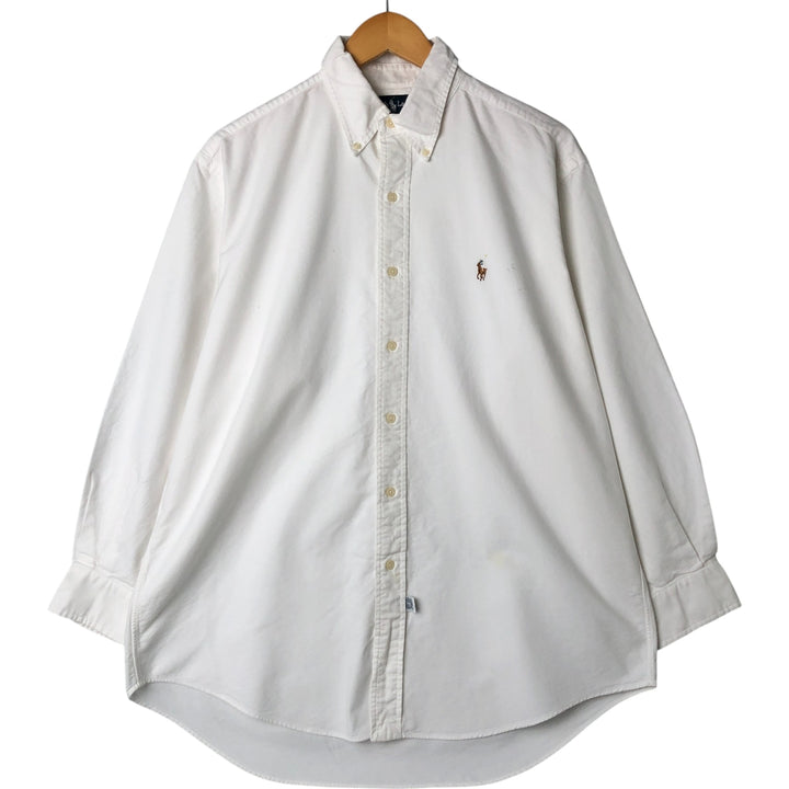 Ralph Lauren YARMOUTH long sleeve button down shirt, men's size L cotton white type Vintage Second Hand