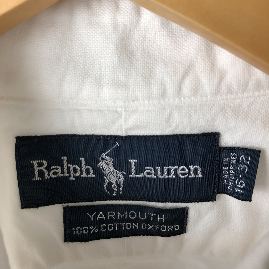 Ralph Lauren YARMOUTH long sleeve button down shirt, men's size L cotton white type Vintage Second Hand
