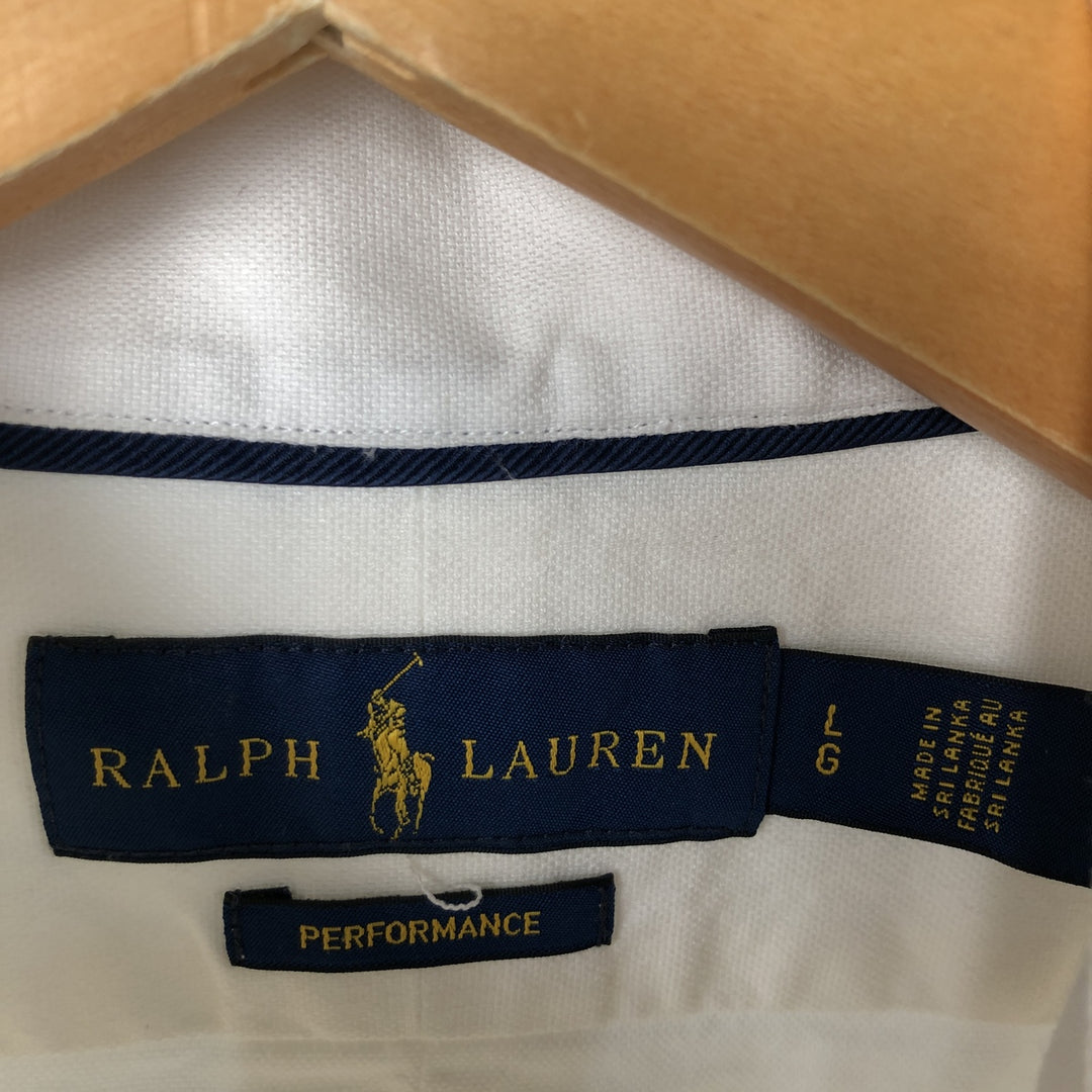 Ralph Lauren Performance Long Sleeve Button Down Shirt, Men's Size L cotton white type Vintage Second Hand