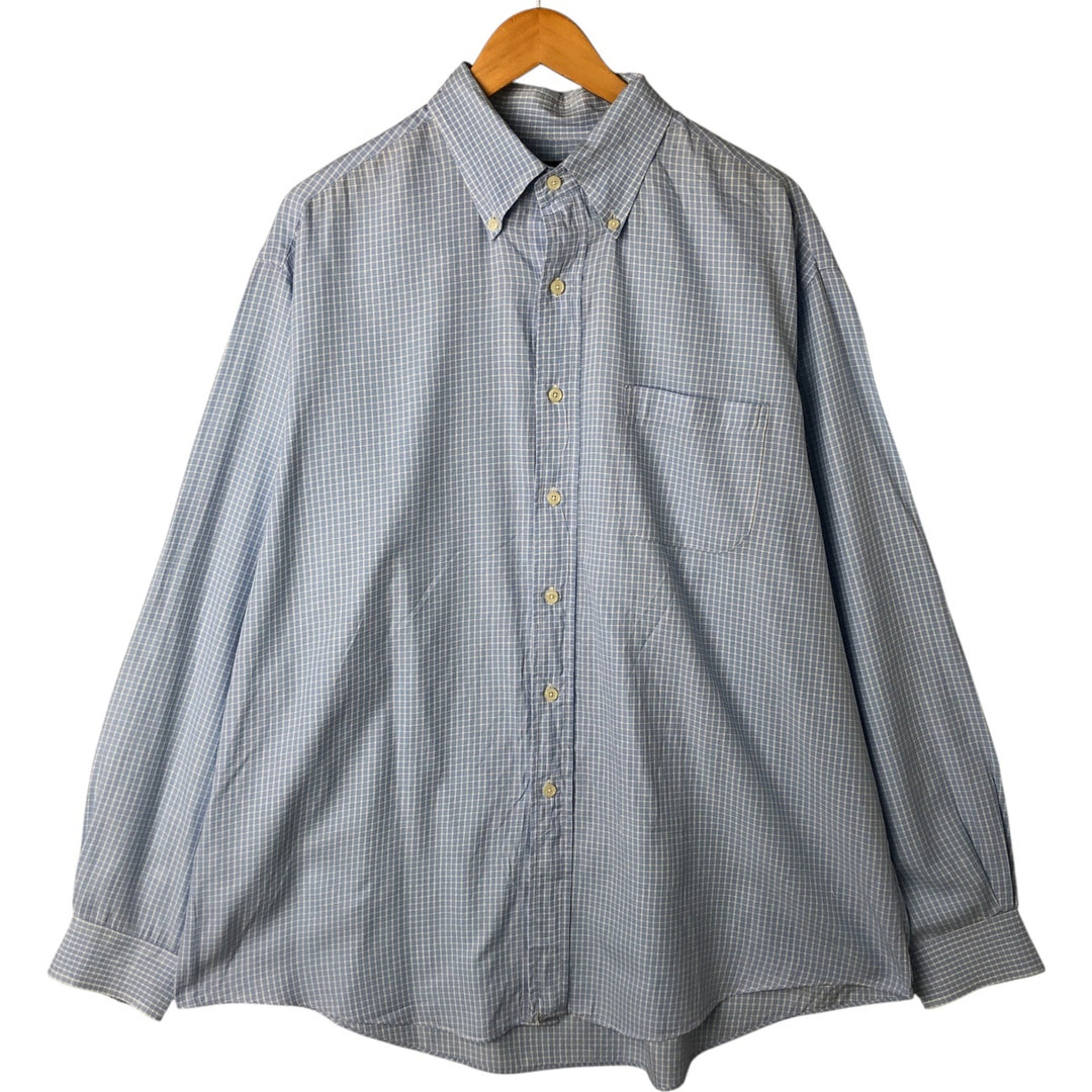 Brooks Brothers Long Sleeve Button-Down Check Shirt Made in USA Men's XL cotton Blue type light blue Vintage Second Hand