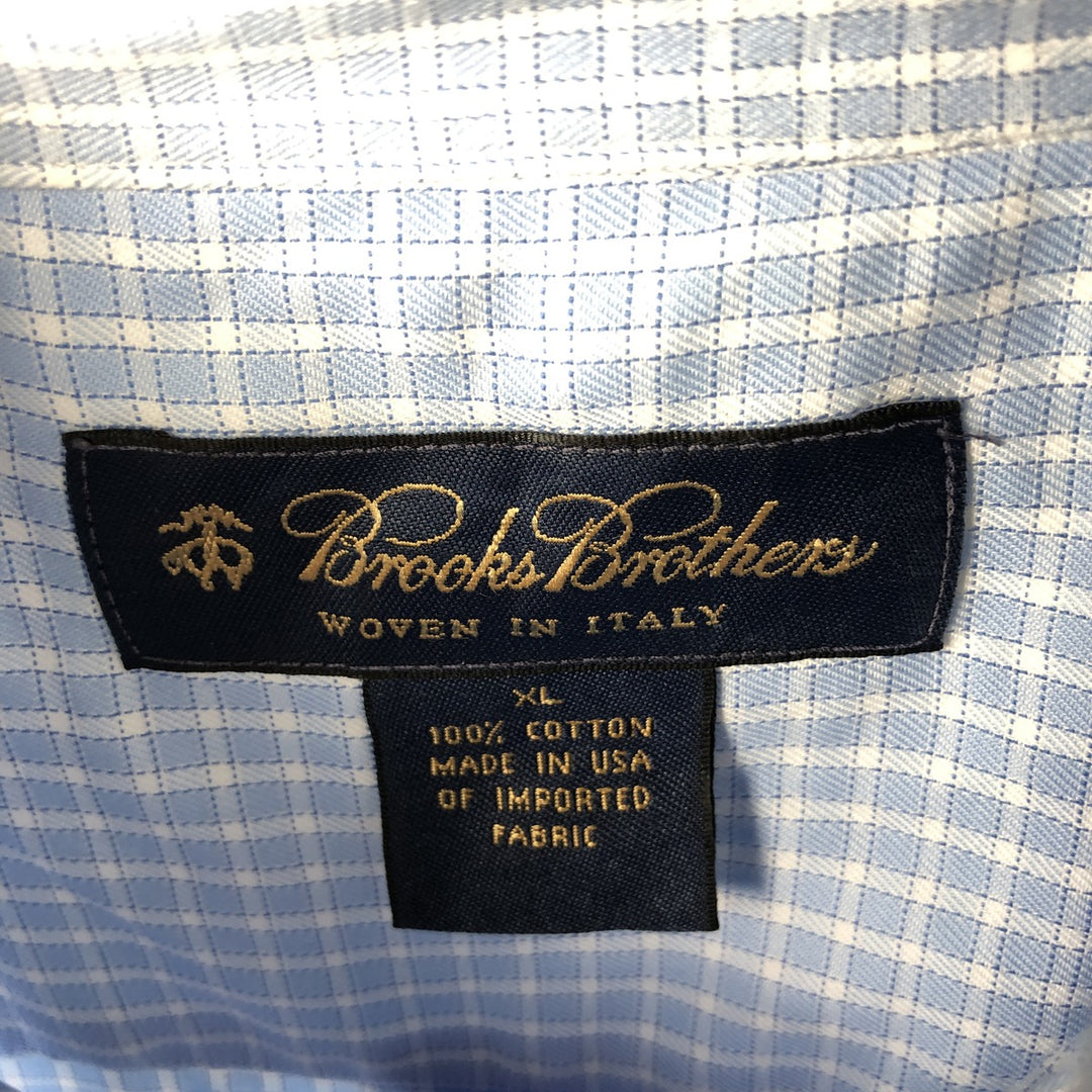 Brooks Brothers Long Sleeve Button-Down Check Shirt Made in USA Men's XL cotton Blue type light blue Vintage Second Hand