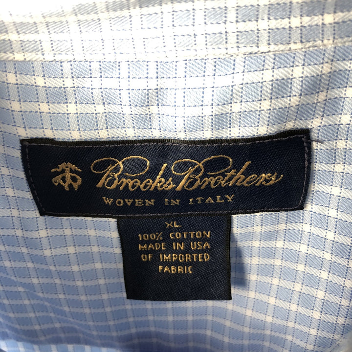 Brooks Brothers Long Sleeve Button-Down Check Shirt Made in USA Men's XL cotton Blue type light blue Vintage Second Hand