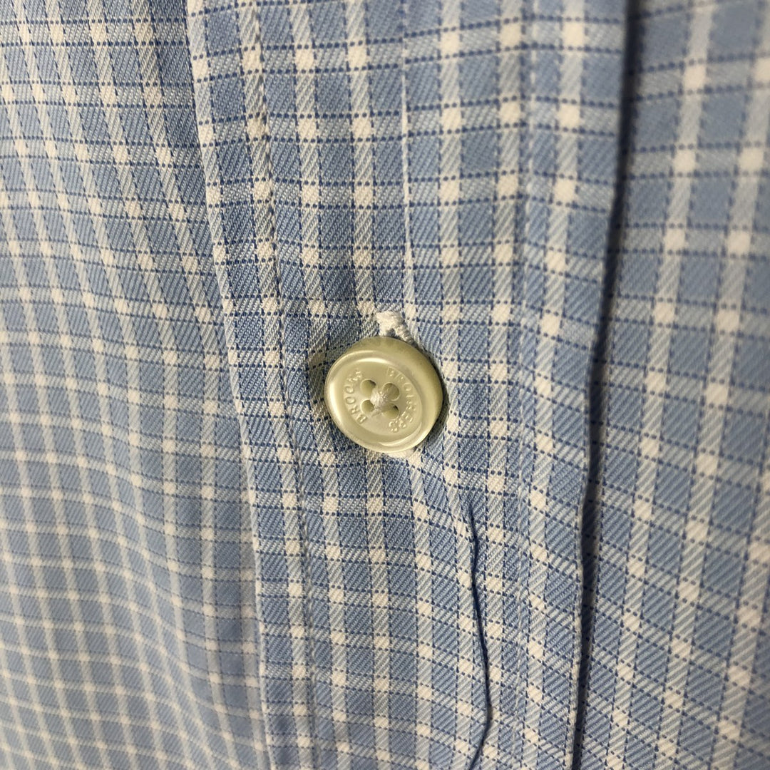 Brooks Brothers Long Sleeve Button-Down Check Shirt Made in USA Men's XL cotton Blue type light blue Vintage Second Hand