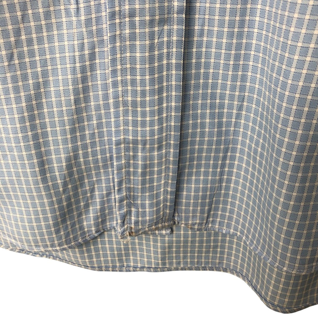 Brooks Brothers Long Sleeve Button-Down Check Shirt Made in USA Men's XL cotton Blue type light blue Vintage Second Hand