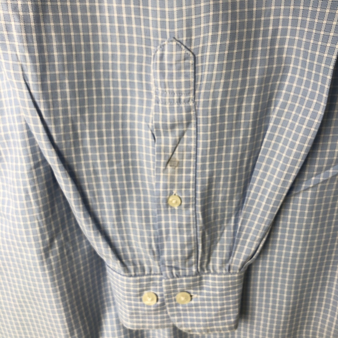 Brooks Brothers Long Sleeve Button-Down Check Shirt Made in USA Men's XL cotton Blue type light blue Vintage Second Hand