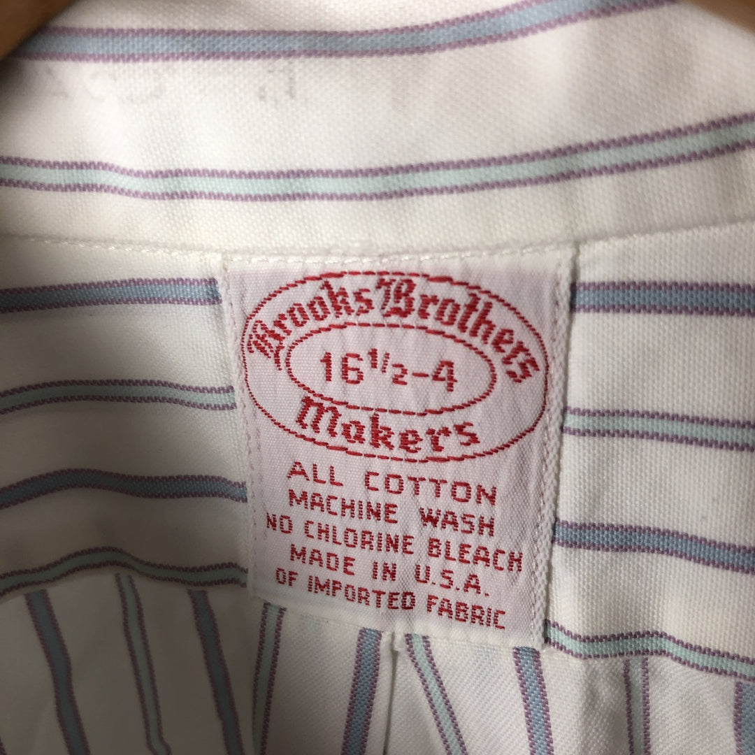 80s-90'S Brooks Brothers MAKERS Long Sleeve Button-Down Striped Shirt Made in USA Men's Size L cotton white type Vintage Second Hand
