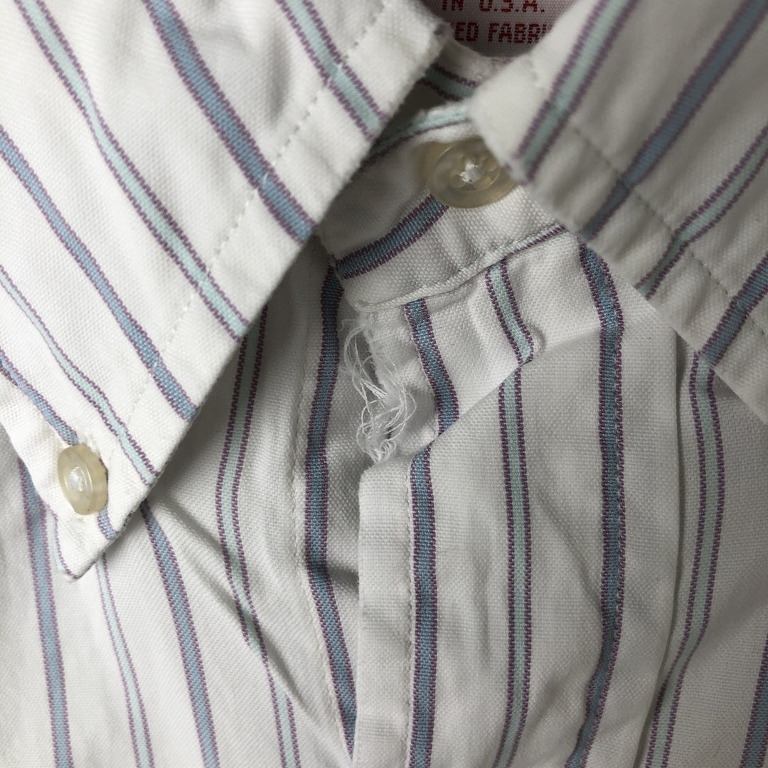 80s-90'S Brooks Brothers MAKERS Long Sleeve Button-Down Striped Shirt Made in USA Men's Size L cotton white type Vintage Second Hand