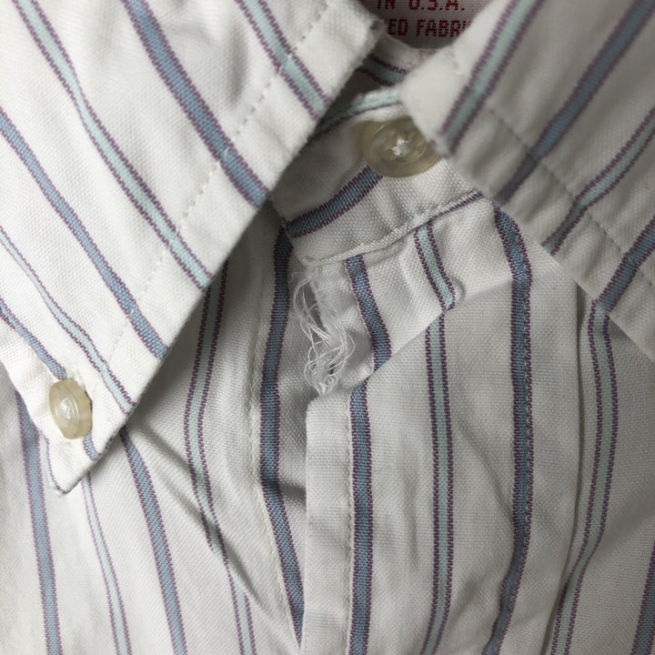 80s-90'S Brooks Brothers MAKERS Long Sleeve Button-Down Striped Shirt Made in USA Men's Size L cotton white type Vintage Second Hand
