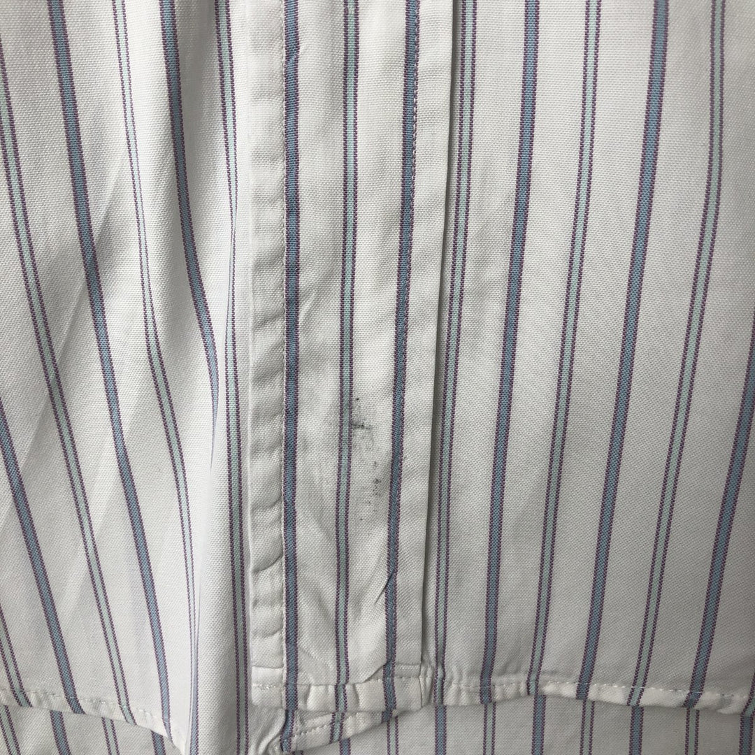 80s-90'S Brooks Brothers MAKERS Long Sleeve Button-Down Striped Shirt Made in USA Men's Size L cotton white type Vintage Second Hand