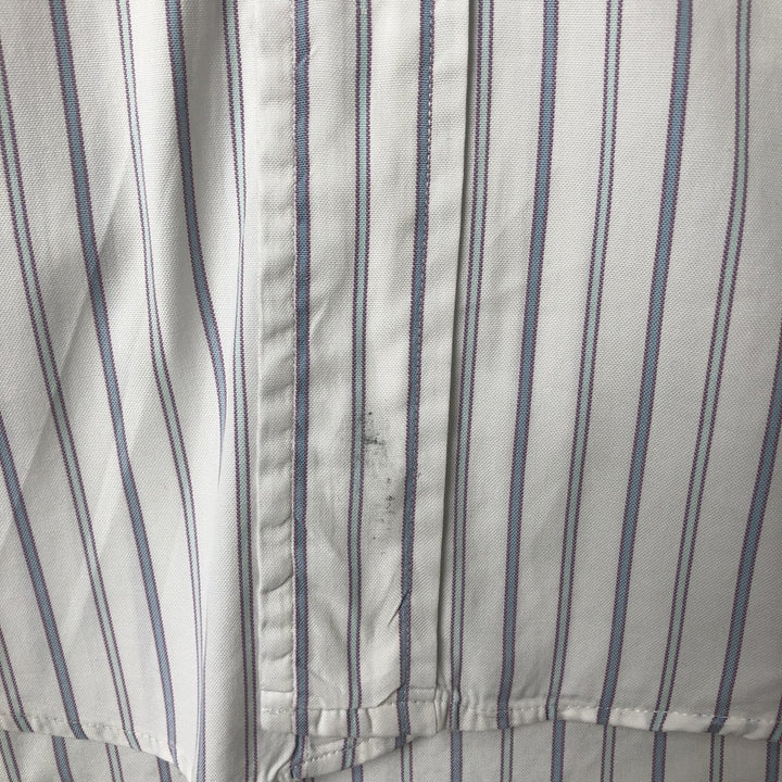 80s-90'S Brooks Brothers MAKERS Long Sleeve Button-Down Striped Shirt Made in USA Men's Size L cotton white type Vintage Second Hand