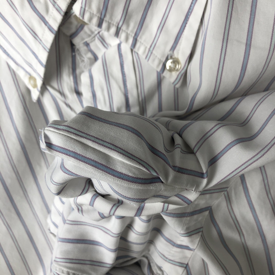 80s-90'S Brooks Brothers MAKERS Long Sleeve Button-Down Striped Shirt Made in USA Men's Size L cotton white type Vintage Second Hand