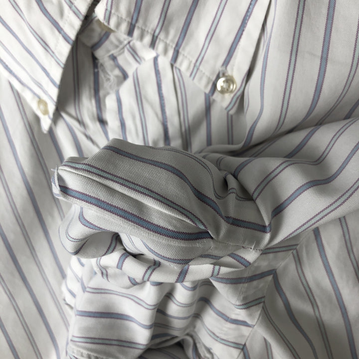 80s-90'S Brooks Brothers MAKERS Long Sleeve Button-Down Striped Shirt Made in USA Men's Size L cotton white type Vintage Second Hand