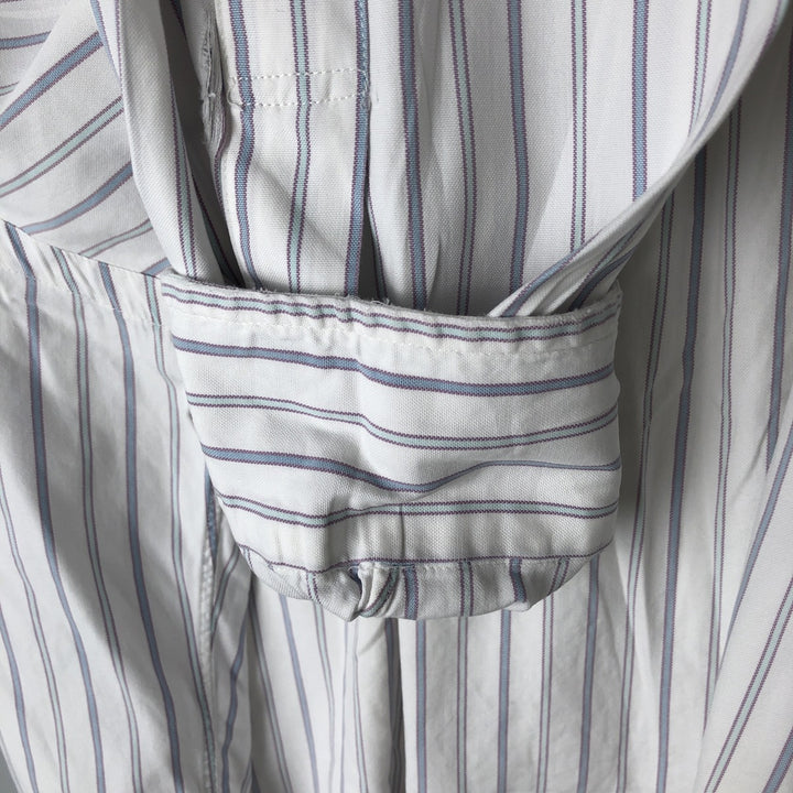 80s-90'S Brooks Brothers MAKERS Long Sleeve Button-Down Striped Shirt Made in USA Men's Size L cotton white type Vintage Second Hand