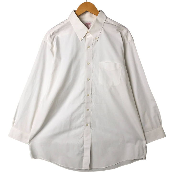Big size Brooks Brothers 346 long sleeve button down shirt, men's XXXL equivalent cotton white type Vintage Second Hand