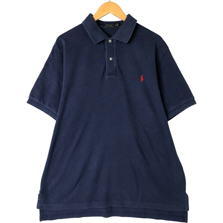 Ralph Lauren POLO RALPH LAUREN short sleeve polo shirt men's XL equivalent cotton navy blue type Vintage Second Hand