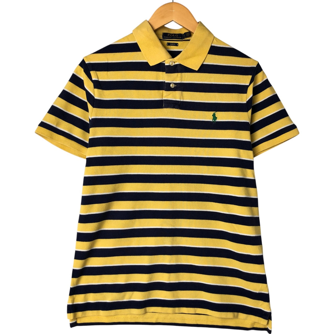 Ralph Lauren POLO RALPH LAUREN SLIM FIT Multi-border short sleeve border polo shirt Men's L equivalent cotton yellow type Vintage Second Hand