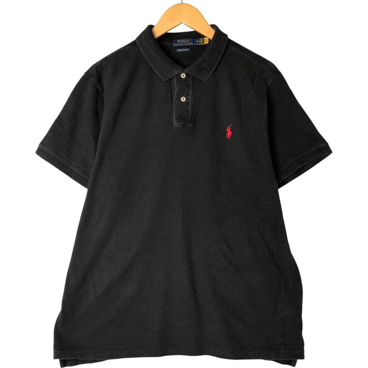 Ralph Lauren POLO RALPH LAUREN CUSTOM SLIM FIT short sleeve polo shirt men's XL equivalent cotton black type Vintage Second Hand